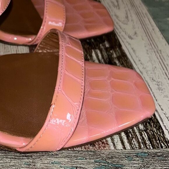 Paris Texas Embossed Leather Two Strap Heels Pink/Orange EUC SZ 6 - Picture 4 of 9